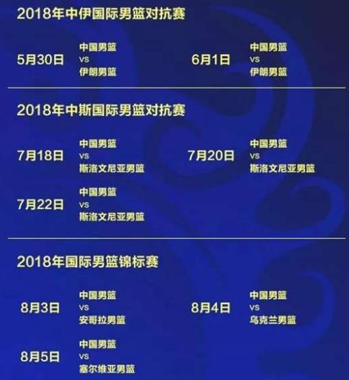 中國男籃2018年有哪些籃球比賽?中國男籃藍隊紅隊2018年賽程表